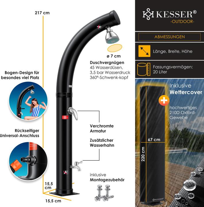 Produktbild Kesser Solar Gartendusche Solardusche mit Schutzhaube