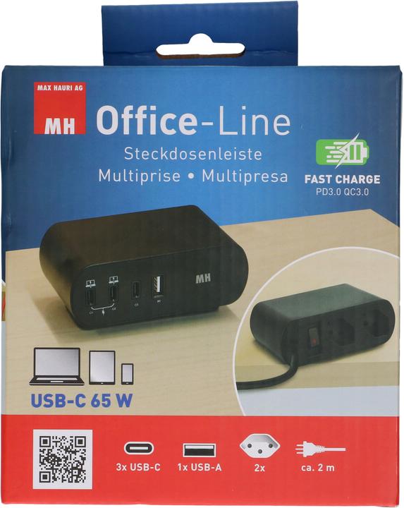 Actual product image Max Hauri Desktop Charger PD65W (6 x, USB-A, USB-C, Type 13, 2 m)