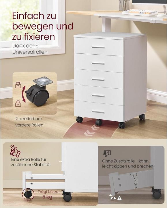 Produktbild Songmics Multifunktionswagen 42 x 40 x 65.7 cm, Weiss (42 x 40 x 65.70 cm)