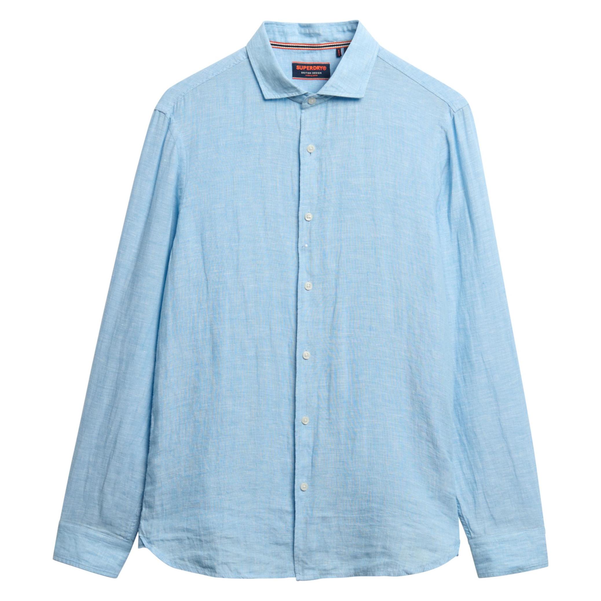 Superdry, Herren, Hemden, Vacation Hemd Mit Langen Ärmeln Aus Leinen, Blau, (3XL)