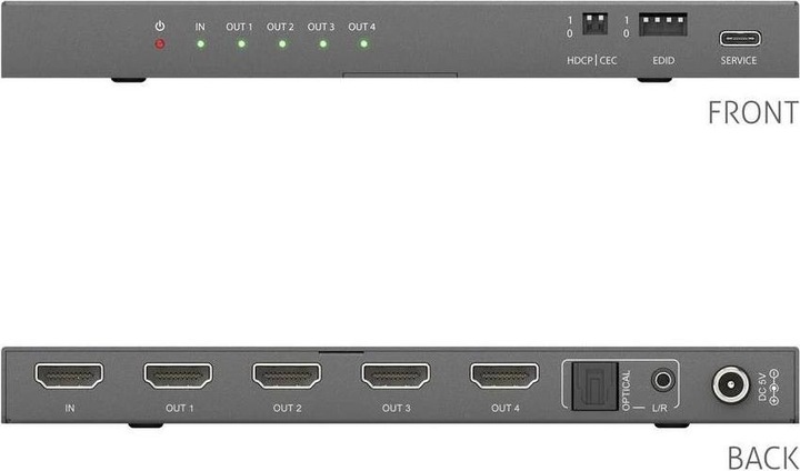 Image du produit Purelink PureTools - 1x4 HDMI2.1 Splitter - 48Gbps - 8K (60Hz 4:2:0) 12 bit, Audio De-Embedding and Signal M