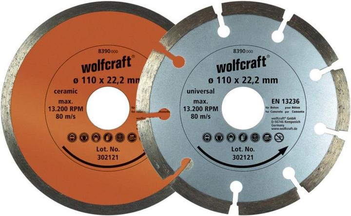 Produktbild wolfcraft 1 Diamant-Trennscheib.-Set 2-tlg. ø110mm