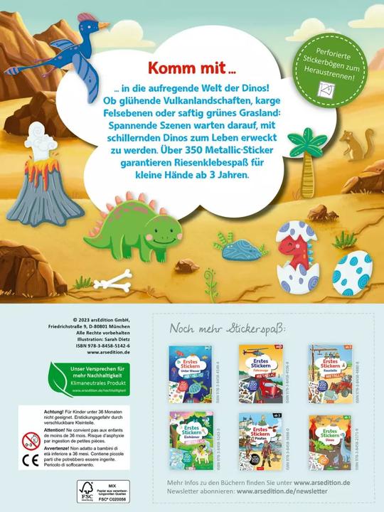 Produktbild Stickerheft, Metallic - Dinosaurier (350 Sticker)