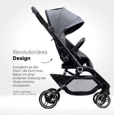 Actual product image Hamilton by yoop T1 Grau – Premium Buggy mit MagicFold™ 360Grad drehbar