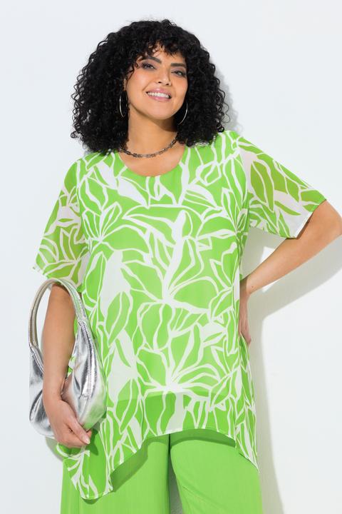 Immagine prodotto Ulla Popken Chiffon-Bluse, Rückenschlitz, Rundhals, Halbarm (62)