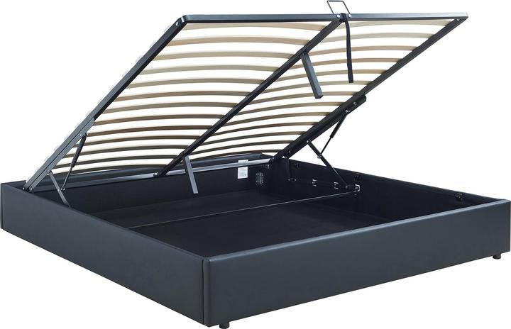 Produktbild En.Casa Polsterbett Nola 180x200 cm Kunstleder Schwarz (180 x 200 cm)