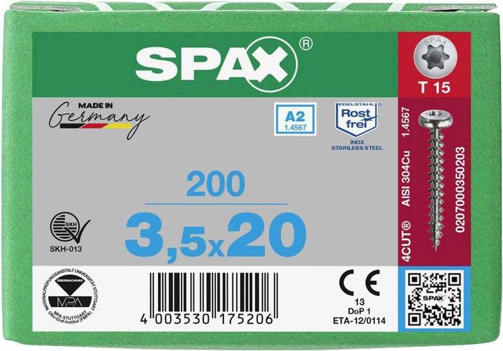 Produktbild Spax A2 Halbrundkopf T-Star Plus T15 Vollgewinde (200 Schrauben pro Stück)