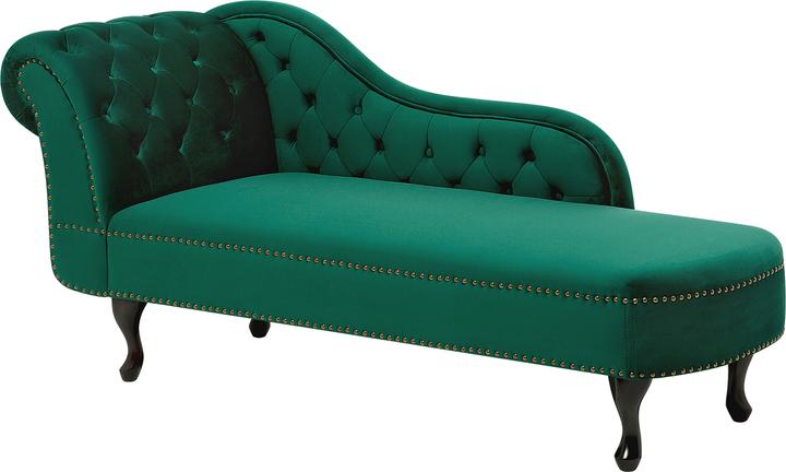 Produktbild Beliani Samt Chaiselongue linke Seite Dunkelgrün NIMES (Recamiere)
