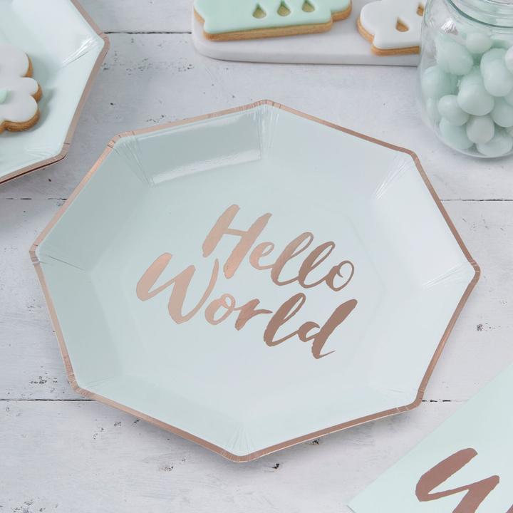 Produktbild Ginger Ray Teller Baby Shower Hello World (8x)
