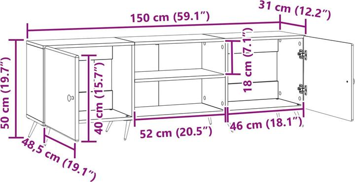Image du produit vidaXL TV Schrank Speicher (150 x 31 x 50 cm)