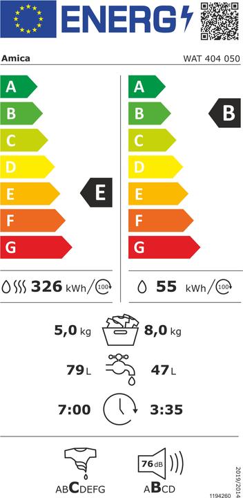 Energie-Label Amica WAT 404 070 Waschtrockner