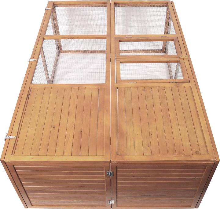Actual product image Wiltec Small animal hutch foldable 153x110x55cm rabbit hutch fir wood wire mesh