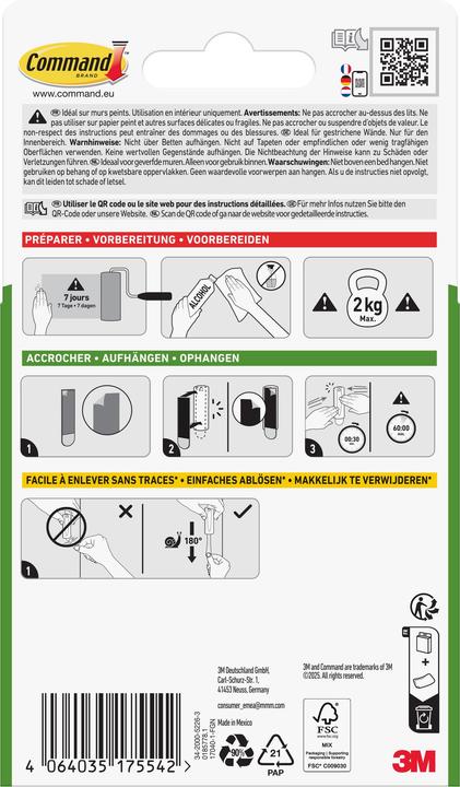 Produktbild 3M Command Haken Command, 3 Stück 2 kg, Weiss, Verpackungseinheit