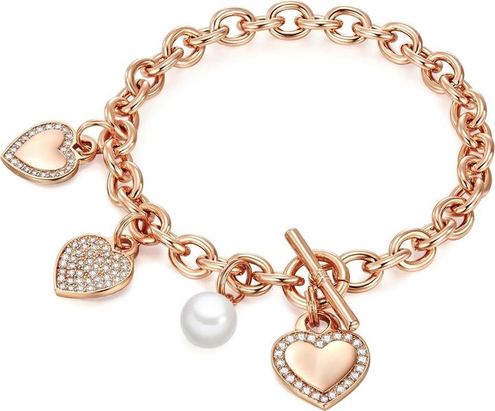 Actual product image Lulu & Jane Ladies heart brass cubic zirconia shell pearl rose gold 19.0 cm - 29719 (19 cm, Zirconia, Brass, Shell pearl)