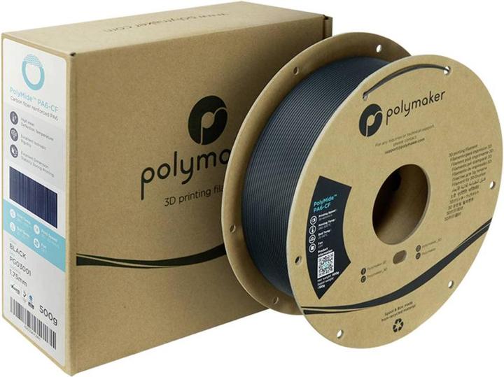 Actual product image Polymaker PolyMide PA6-CF V2 - Black - 1.75mm - 500g (PA-CF, 1.75 mm, 500 g, Black)