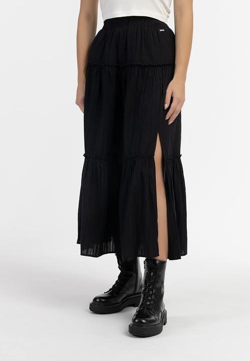 Image du produit Eissegler Robe trapèze en coton à volants et fente avant (S)