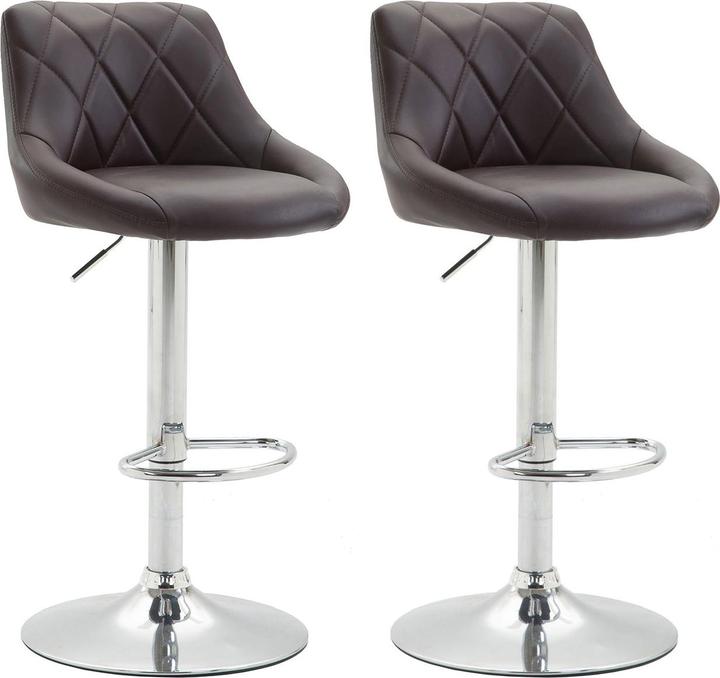 CLP Set of 2 Bar Stools Lazio Imitation Leather, Brown