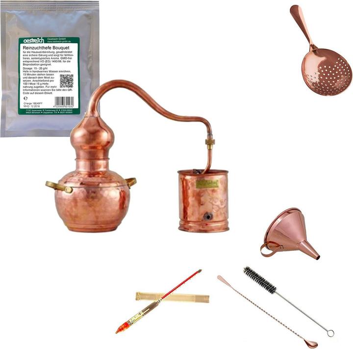 Produktbild Ich-zapfe Destille Komplettset - Destille Alembic premium 1 Liter Kupfer mit Reinzuchthefe