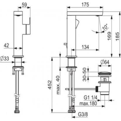 Thumbnail - Hansa, Badarmatur, HANSASTELA ECO Waschtisch-Einhebelmischer, mit Ablaufgarnitur, Ausladung 134 mm, 3.36L /min