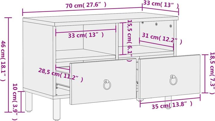 Produktbild VidaXL TV-Schrank (70 x 33 x 46 cm)