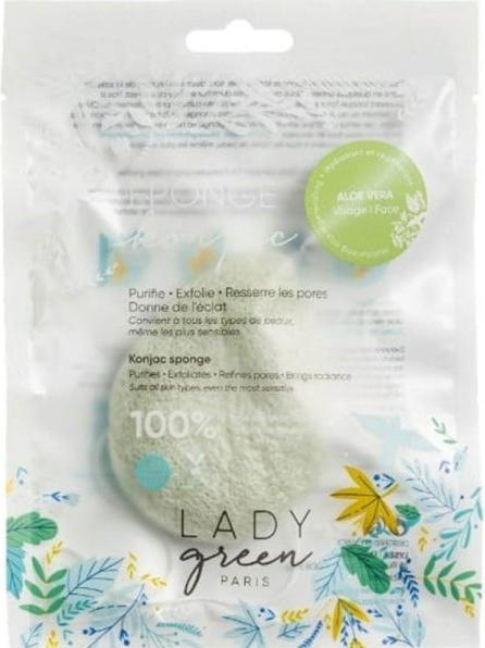 Image du produit Lady Green Éponge Konjac pour visage Aloe Vera (Lingettes nettoyantes pour le visage, 425 ml)