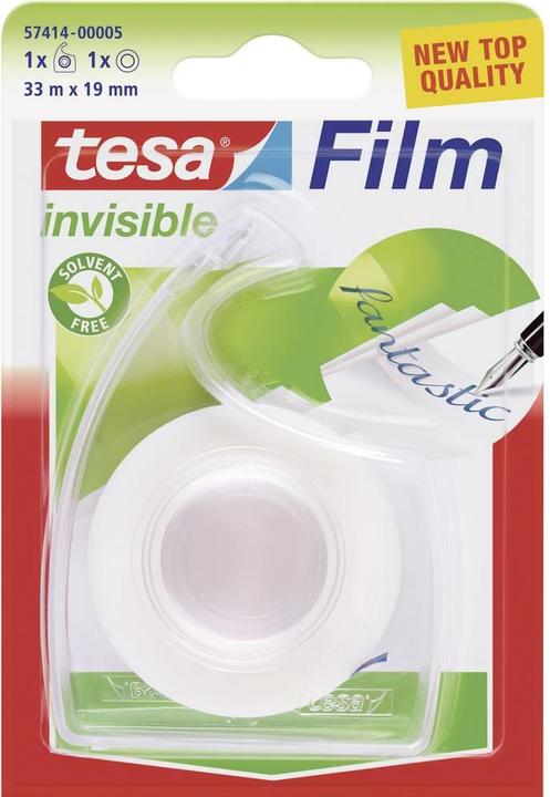 tesa 1x tesafilm INVISIBLE mit Handabroller, matt-unsichtbar, alterungsbeständig und reissfest