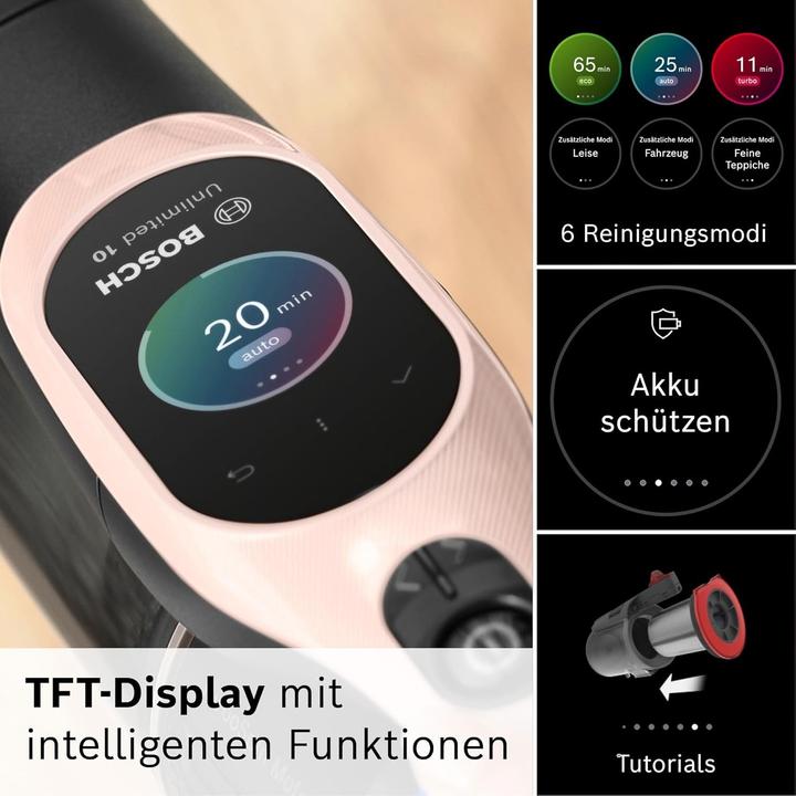 Image du produit Bosch Hausgeräte Aspirateur sans fil avec technologie MicroClean, batterie 4,0 Ah et éclairage LED