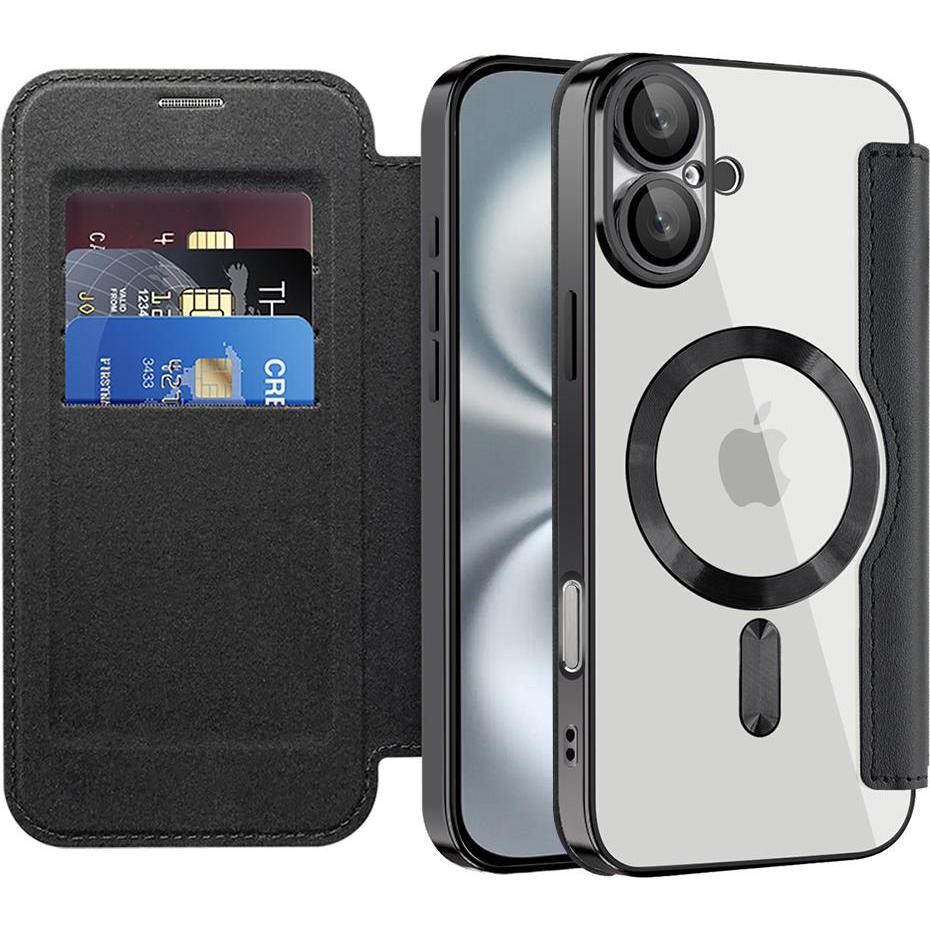 Techsuit - SmartMag Book Case - iPhone 16 Plus - Black (Apple iPhone 16 Plus), Cover smartphone, Nero