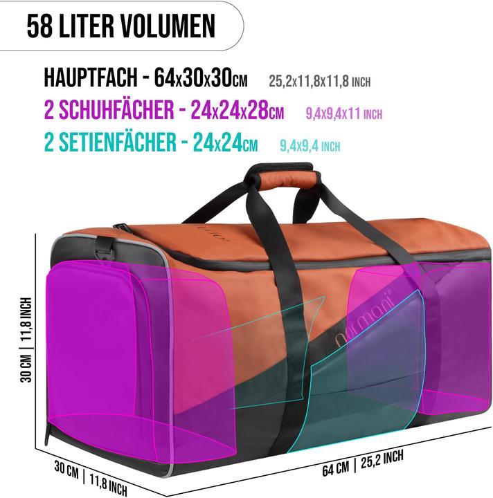 Image du produit Normani Sac de sport avec fonction sac à dos 58 l avec ceinture - 9277 (58 l)