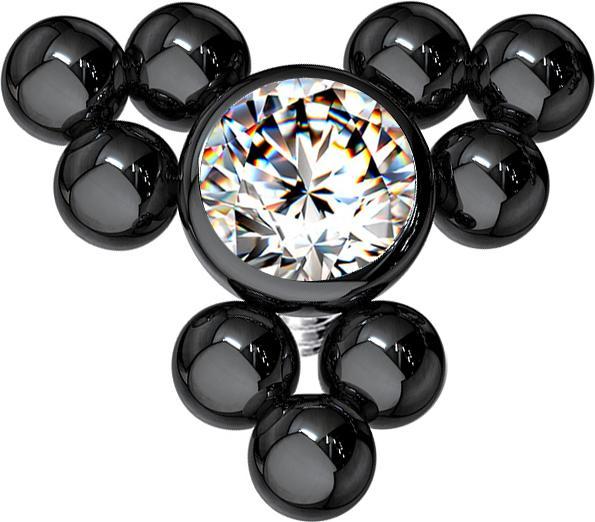 Produktbild Star Piercing Dermal Anchor schwarz Kugeln Dreieck (ohne Messing, Chirurgenstahl 316L)