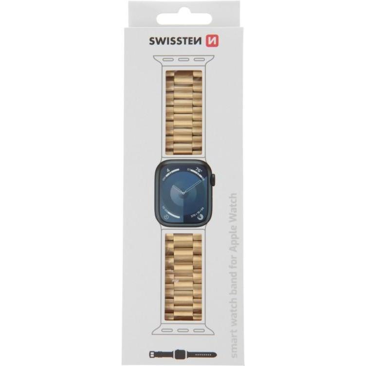 Thumbnail - Swissten Metal Band for Apple Watch 42/44/45/49 mm Gold (Edelstahl), Uhrenarmband, Gold