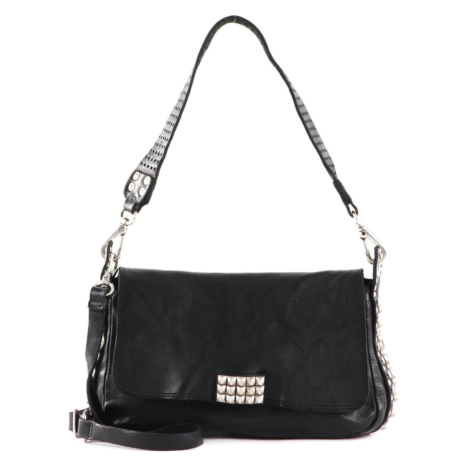 Campomaggi, Damen, Handtasche, Shoulder Bag, Schwarz