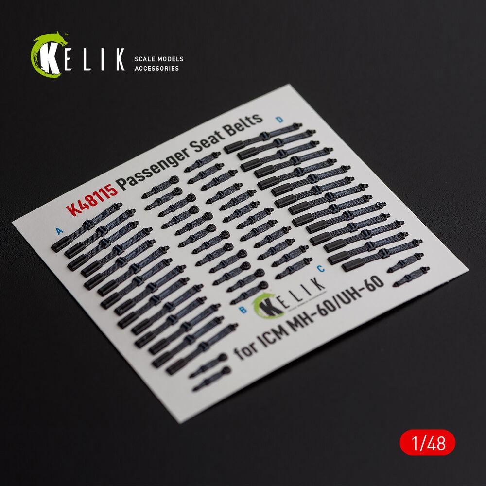 Kelik Passenger Seat Belts for MH-60/UH-60 Black Hawk - interior 3D decals for ICM kit