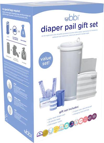 Actual product image Ubbi Diaper pail gift set, grey