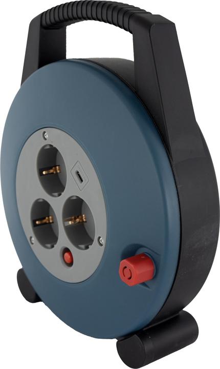 REV Kabelbox H05VV3G1,5, 3-fach, 1x USB-C, schwarz/grau, 10 m (10 m, 1.50 mm²)