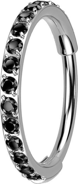 Immagine prodotto Star Piercing Anello a micro segmenti con cerniera in argento e cristalli laterali neri (senza ottone, Titanio)