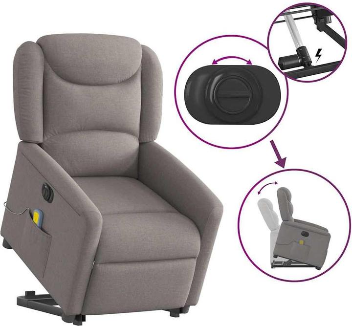 Actual product image vidaXL Electric massage chair with stand-up aid Taupe fabric