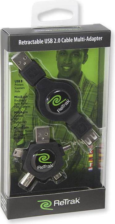 Actual product image ReTrak EUCABLESTAR USB cable 1 m USB 2.0 USB A Black (1 m, USB 2.0)