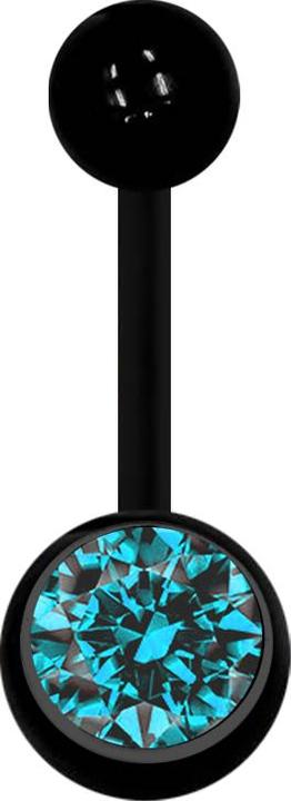 Image du produit Star Piercing Banane noire avec boule et boule de cristal aqua (Matières plastiques, sans laiton)