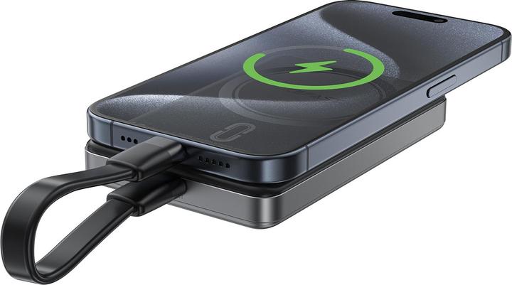 Actual product image Acefast Powerbank M12-10000 PD20W ultra-slim, MagSafe compatible - black (10000 mAh, 20 W, 37 Wh)