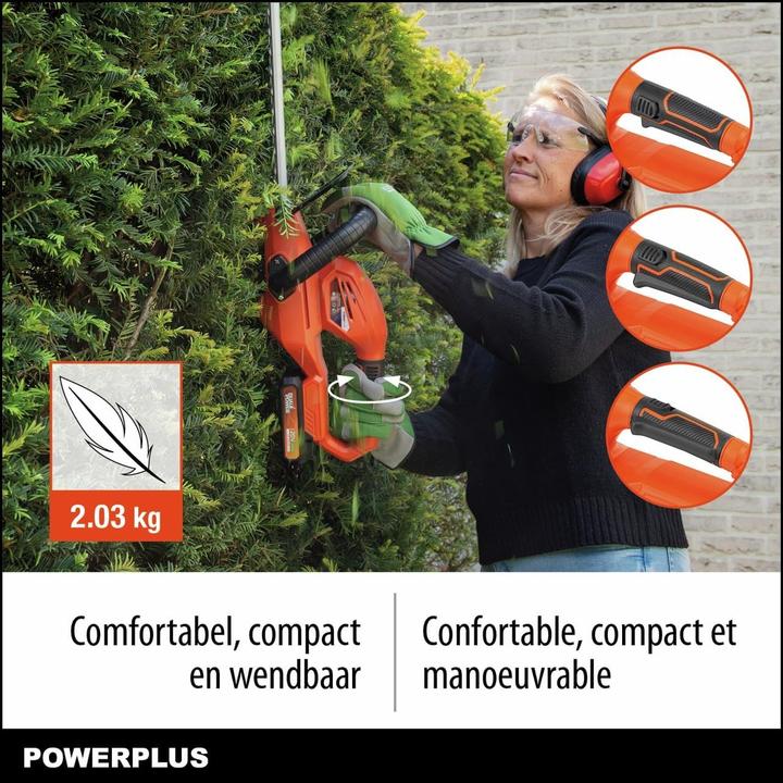 Produktbild Powerplus Dual Power Heckenschere 20V 20V 580mm - inkl. Akku 20V 2.0Ah und Ladegerät (Akkubetrieb)