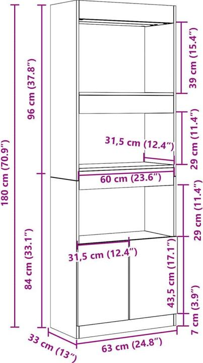 Produktbild vidaXL Louiza (63 x 33 x 180 cm)