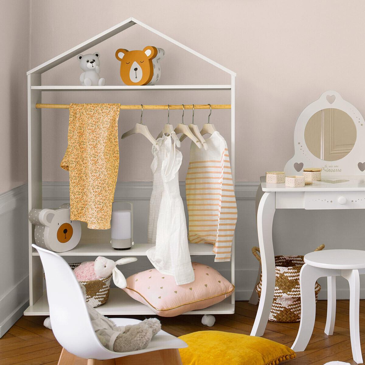 Thumbnail - Atmosphera, Kinderkleiderschrank, Kleiderschrank mit Rädern, weiss (36 cm)