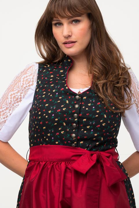 Image du produit Ulla Popken Costume traditionnel tyrolien, fleurs, boutons fantaisie, col V, sans manches (50)