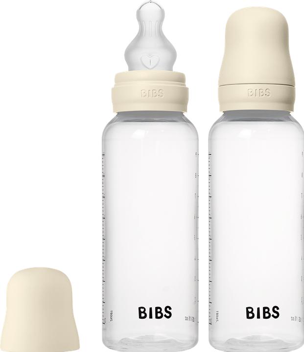 Bibs - Baby Bottle Round Silicone 2 Pack Medium Flow - Ivory - 270 ml (270 ml)