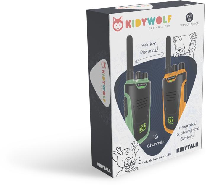 Image du produit Kidywolf Talkie-walkie avec lampe de poche vert/orange (6 km)