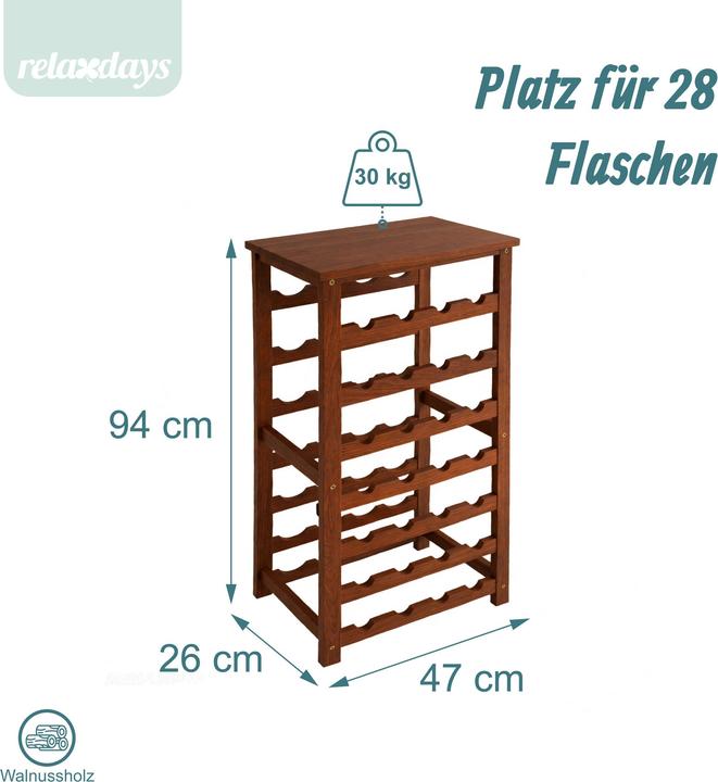 Actual product image Relaxdays winerack (28 bottles, 47 x 26 x 94 cm)
