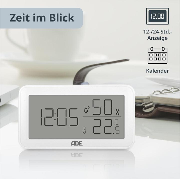 Actual product image ADE Weather station thermo-hygrometer 15 cm, white, functions