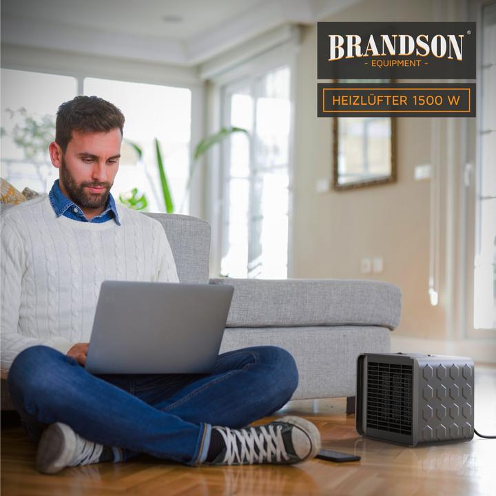 Immagine prodotto Brandson Termoventilatore 1500 W elemento riscaldante in ceramica Controllo della temperatura, riscaldatore (1500 W)