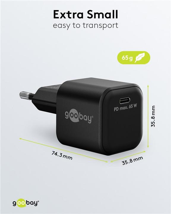 Image du produit Goobay Chargeur Rapide USB-C Nano avec technologie GaN (65 W)